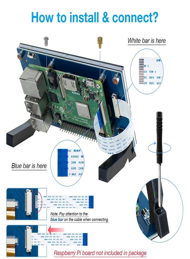 Hosyond شاشة لمس هوسيوند مقاس 5 بوصات بتقنية IPS MIPI DSI متوافقة مع Raspberry Pi 5/4/3، شاشة سعوية بدقة 800 × 480 بكسل، واجهة بدون تعريف - Image 4